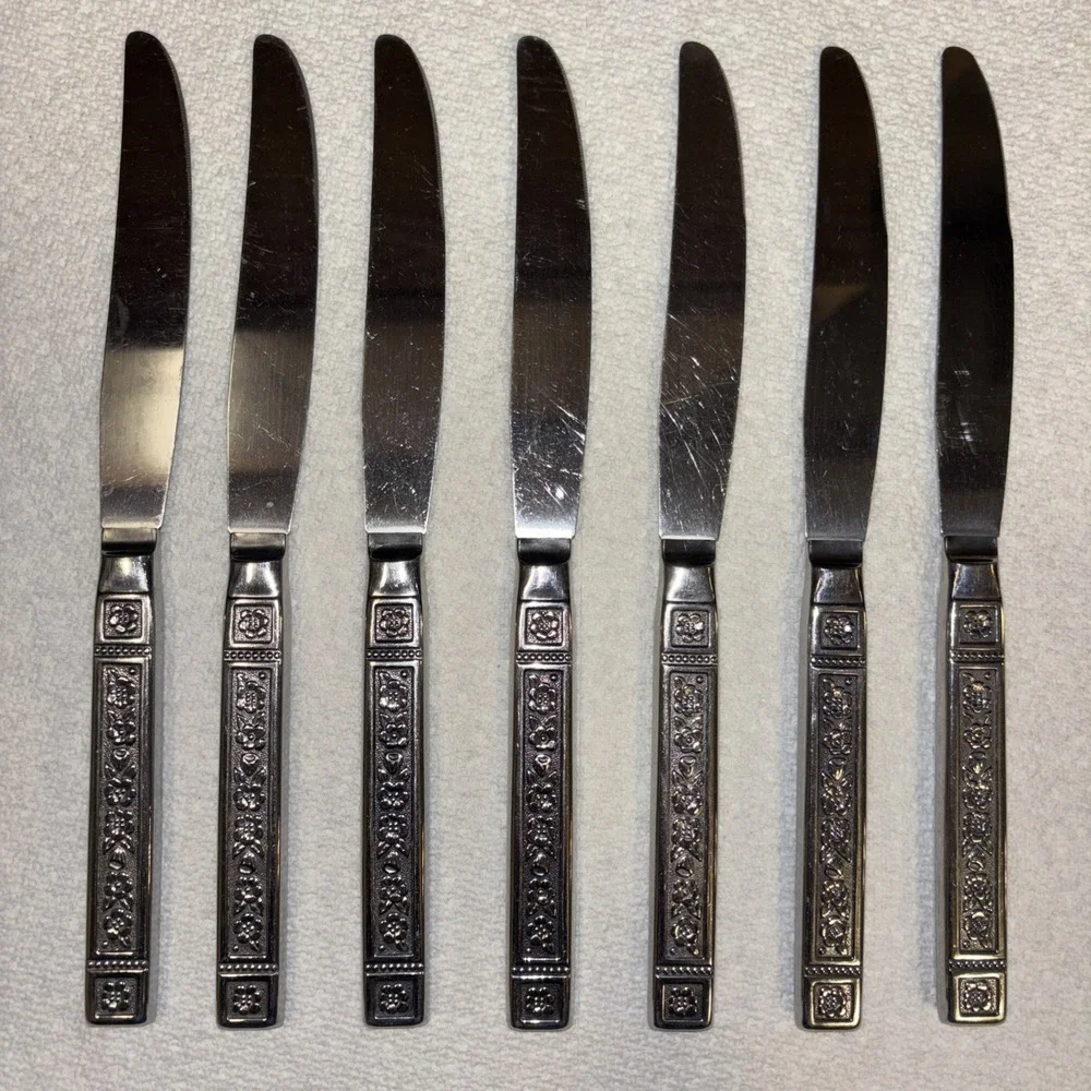 Vintage WM A Rogers Oneida Ltd Dominica Stainless Knives Flatware 8 Piece